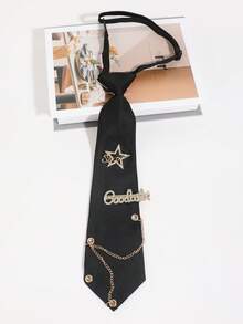 1pc Fashion Simple Y2K Punk Style Star/Goodluck/Love Decorative Detachable Self-Tie Bowknot, Suitable For Parties, Banquets, And Daily Wear - A - View 8