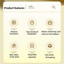 RAF 便携式电煮锅，电蒸锅，多功能锅，适合1-3人使用，使用方便，蒸煮一体，不粘锅，可煮鸡肉、面条、米饭、粥、火锅、蒸鸡蛋、包子等各种食物，必备多功能锅 - 美規A型插(110-127V) - 查看 5