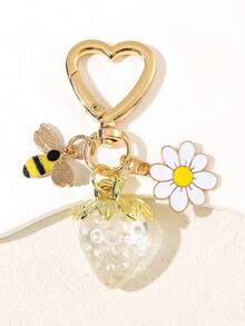 Colgante con forma de corazón multicapa con abeja, girasol y fresa, color dopamina, accesorio de joyería versátil para bolsos, tazas, teléfonos, llaves, con atractivo de regalo caprichoso para amigos, compañeros de clase, maestros, ancianos; estilo lindo, adorable y moderno para el guardarropa de primavera, regalos del Día de San Valentín, momentos del Día de la Madre, uso diario, decoración linda, pieza de declaración encantadora, paleta de colores llamativa, aspecto premium, detalles brillantes, idea de regalo pensativa para cualquiera que ame los encantos delicados y juguetones - Multicolor - Ver 12