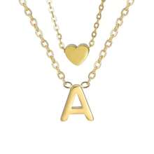 Kit 2 Necklace With Women's Letter Pendant, Initial Name And Heart, 925 Silver Or 18k Gold Plated - 金色 - 查看 8