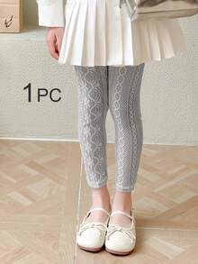 4/2/1 Pairs Lace Trim Capri Leggings For Girls, Children, Infants, Black/White/Gray/Pink, Color Block, Multicolor, Spring/Summer/All Season, Thin, Casual, Cute & Fashionable, Princess Style, Suitable For Daily Wear, Soft & Comfortable Tights, Suitable For Students To Pair With Tops, Skirts, Back To School Season - Multicolor - View 38