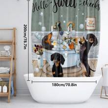 1pc/4pcs Funny Dogs Dachshund Shower Curtain Set Including Shower Curtain With 12 Plastic Hooks, Bathroom Non-Slip Mat, Toilet U-Shaped Mat, Cover Mat Vintage Animal Pets Cute Hilarious Modern Home Decor Bathroom Accessories Back To School