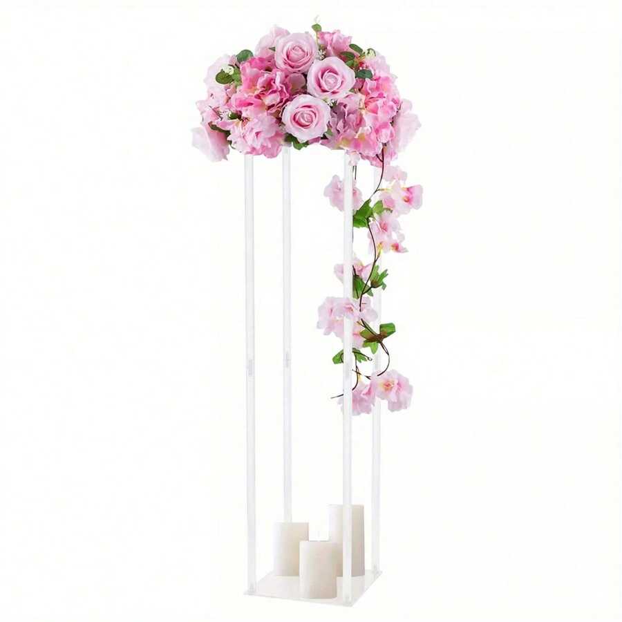 Futchoy 5x 39" Tall Clear Flower Stand Acrylic Column Vase Wedding Party Home Decoration - trắng - Xem 1