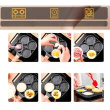 Antihaft-Pfanne mit 4 Löchern - beständige Aluminiumlegierung, vielseitig für Omeletts, Eier, Knödel & Steaks, induktionsplattentauglich, perfekte 4-Gitter-Bratpfanne für Eier, antihaftbeschichteter Haushaltspfanne, antihaftbeschichtete Pfannkuchenpfanne, Pfanne mit Holzgriff für Omeletts und Burger, beständige Aluminiumlegierung, ideal für Omeletts, Burger und Steaks, nur Handwäsche, induktionskompatibel, Küchengeschirr