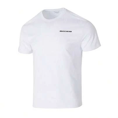 Skechers Áo thun cổ tròn tay ngắn, kiểu dáng tối giản, nhẹ, mềm mại, thoải mái, thích hợp mặc đi làm hàng ngày, mã sản phẩm P225U117-0019.