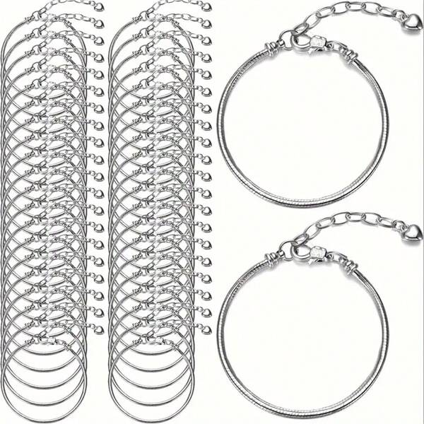 Edelstahl Schlangenkette - 5/10/20 Stücke, 19cm mit Verlängerungskette & Karabinerverschluss, einfacher Stil DIY Armband Accessoire