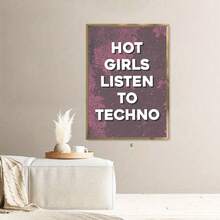 Set de 1 pieza/3 piezas Impresiones de arte de pared de lienzo con diseño de texto de moda moderno, "Chicas escuchando ", regalo único y original, muy adecuado para decoración de sala, baño, dormitorio, estudio, pasillo, oficina, apartamento, Sin marco/Enmarcado