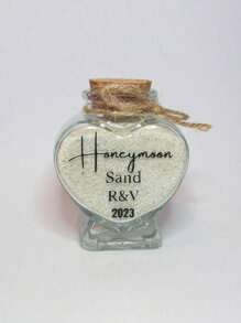 1 pièce de bocal de sable personnalisé en forme de cœur, cadeau de mariage souvenirs, cadeaux de lune de miel pour le couple, souvenir de vacances à la plage avec bouteille personnalisée avec un bouchon en liège, cadeau pour enterrement de vie de jeune fille, cadeau de mariage, cadeau de fiançailles, cadeau de lune de miel