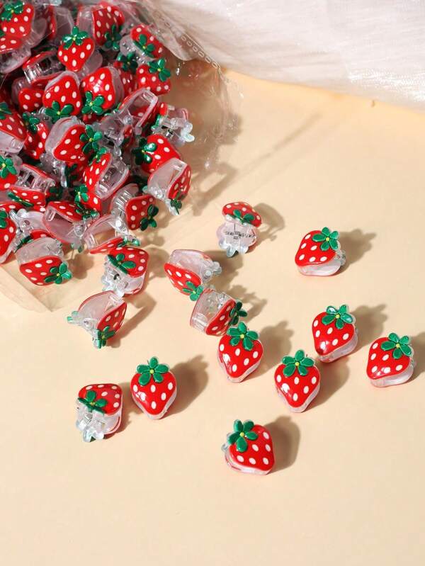 10/15pcs Adorable Strawberry Shaped Mini Hair Clips, Sweet & Cute Bangs & Baby Hair Clips, Suitable For Any Occasion Hair Accessories Elegant Hair Claw Women Claw Clips