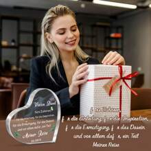 1pc Heart-Shaped Acrylic Thank You Plaque For Teacher, Mentor, Or Boss – German Inspirational Quote Sign For Desk Decor, Office Display, Or Graduation Gift – Elegant Farewell Or Holiday Appreciation Keepsake