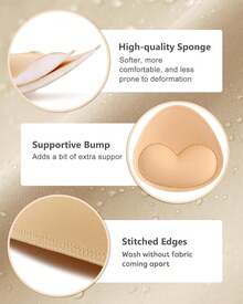 Waterproof Swimsuit Pads - 4 Pairs Heart Push Up Inserts - Beige - View 8