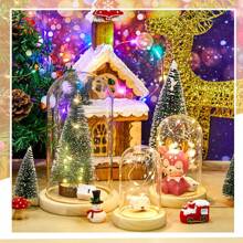 1pc Glass Cover, Blind Box, Preserved Flower, Doll Display, Glass Display Dome With Soft Wood Bottom, Mason Jar Dome, Vase Display Box, Transparent Dome-Shaped Jar Display Box, For Crafts, Plants, Lights, Succulents, Trophies, Pocket Watches Desktop Centerpiece Decor, Home Christmas Party Gift Decoration