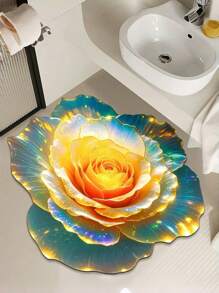 1pc Purple 3D Visual Abstract Flower Shape Mat, Made Of Siliceous Mud With Anti-Slip Bottom, Suitable For Sofa, Bedroom, Bathroom, Living Room, Bedside, Washable & Quick-Drying, Can Also Be Used As Absorbent Coaster