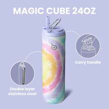 New-88  Insulated Water Bottle 24oz  Straw Lid And Handle For Sports Travel Gym Stainls Steel Water Bottl Double-Wall Vacuum Metal Le Proof - - 棉花糖 - 查看 5