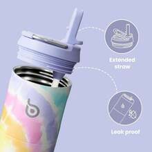 New-88  Insulated Water Bottle 24oz  Straw Lid And Handle For Sports Travel Gym Stainls Steel Water Bottl Double-Wall Vacuum Metal Le Proof - - 棉花糖 - 查看 3