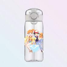 pokemon 400ML Cartoon Pokemon Pikachu Sports Water Bottle Outdoor Large Capacity Leak-Proof Cup Motivational Portable Plastic Cup Straw