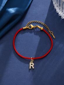 Minimalist Red String Titanium Steel Single Gold Bead Lucky Charm Bracelet