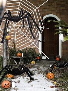 1 Stück Behaarter Spinnen Halloween Dekoration - Erschreckende Riesige Spinnen Prop für Garten oder Party Deko - Realistisch schwarze pelzige Spinne mit langen Beinen - Halloween Innen- und Außendekoration - Verschiedenfarbig - Übersicht 2