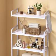 Over The Toilet Storage Rack With 3-Tier Bathroom Shelves, Space Saver Toilet Shelf, Bathroom Storage Organizer With Hooks For Over Toilet Storage And Shelf (White) - trắng - Xem 6