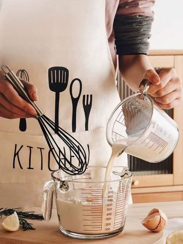 1pc Glass Measuring Cup With Scale, Kitchen Baking Milk Cup, Heat-Resistant, Large Capacity Flour Measuring Cup