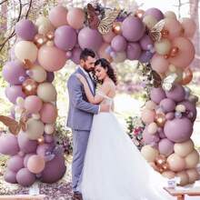110pcs Pink & Purple Balloon Arch Kit, Dusty Rose, Purple, White, Metallic Rose Gold Latex Balloons For Bridal Shower, Baby Shower, Wedding, Anniversary, Engagement, Girl & Kid Birthday Party Decorations
