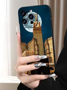 1pc City Night Landscape Retro Printed 2D Pattern, Creative High-End Saudi Arabia Fashion Simple Personalized Business Cartoon Handsome City Landscape Style, Suitable As Birthday, Holiday Gift For Elders, Friends, Family, Couples, Yourself. Black Matte Soft Protective Dustproof Waterproof Phone Case Cover Compatible With IPhone 16/15/14/13/12/11/Pro/ProMax/X/XR/XS/XSMAX/7/8/PLUS And Models Shockproof Anti-Fall Scratch Resistant