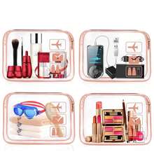 1/3 piezas Bolsa de tocador portátil transparente rosa, kit de viaje, bolsa de cosméticos impermeable para avión, bolsa de viaje para hombres y mujeres, vacaciones, negocios, playa de verano, artículos esenciales de viaje, vacaciones, regreso a la escuela, bolsa para la escuela, bolsa de viaje para mujeres, bolsa de maquillaje para viaje