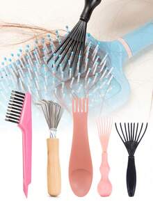 梳子清洁器气囊按摩梳清洁刷家用气垫按摩梳清洁爪清洁工具梳刷解开毛刷清洁工具毛刷清洁器耙梳清洁刷迷你毛刷清洁工具用于去除头发灰尘家庭和沙龙使用，发刷，梳子，美发工具，理发店美发产品和配件美容旅行必需品，返校，旅行度假必需品，女士发饰 - 彩色 - 查看 4