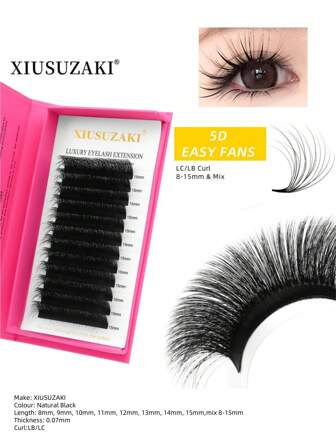 XIUSUZAKI 12Rows New 5D Easy Fan Lashes Bloom Individual Faux Mink Eyelashes Extensions Soft Premade Volume Fans Eyelash Extensions