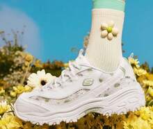 Skechers Zapatillas deportivas informales con cordones de la serie D LITES para mujer - Blanco - Ver 7