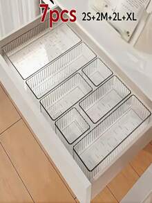 7/9pcs Transparent Acrylic Makeup Organizer, Suitable For Vanity, Storing Lipsticks, Eyeshadows, Skincare, Household Items, Drawer Dividers, Countertop Cosmetic Storage Box, For Vanity Tray, Desk And Drawer Organization, Home Storage