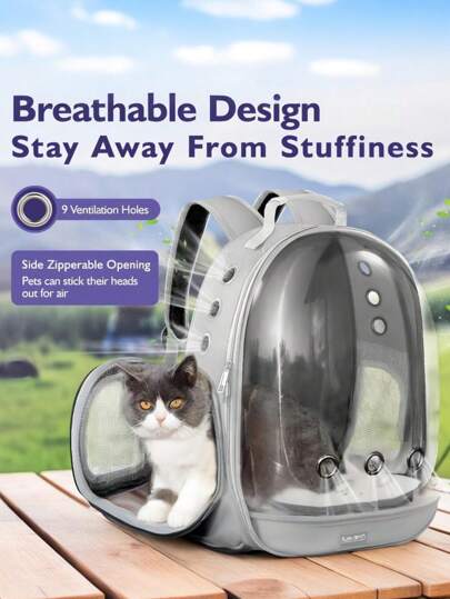 1 Stück transparente Raumkapsel Haustier Rucksack, tragbarer Katzenträger, geeignet für kleine/mittlere Katzen & Welpen, großes Fassungsvermögen, atmungsaktiv & hitzebeständig für den Sommer, Haustier Rucksack, Katzen Reisetasche, Mehrfarbige Optionen - atmungsaktives Nylon, Reißverschluss Kapsel Design, geeignet für kleine Haustiere, ideal für Reisen und Outdoor-Nutzung, Haustier Reise Rucksack, tragbarer Haustier Halter, Urlaub, Hundeausführen, Größe 31*42*28CM