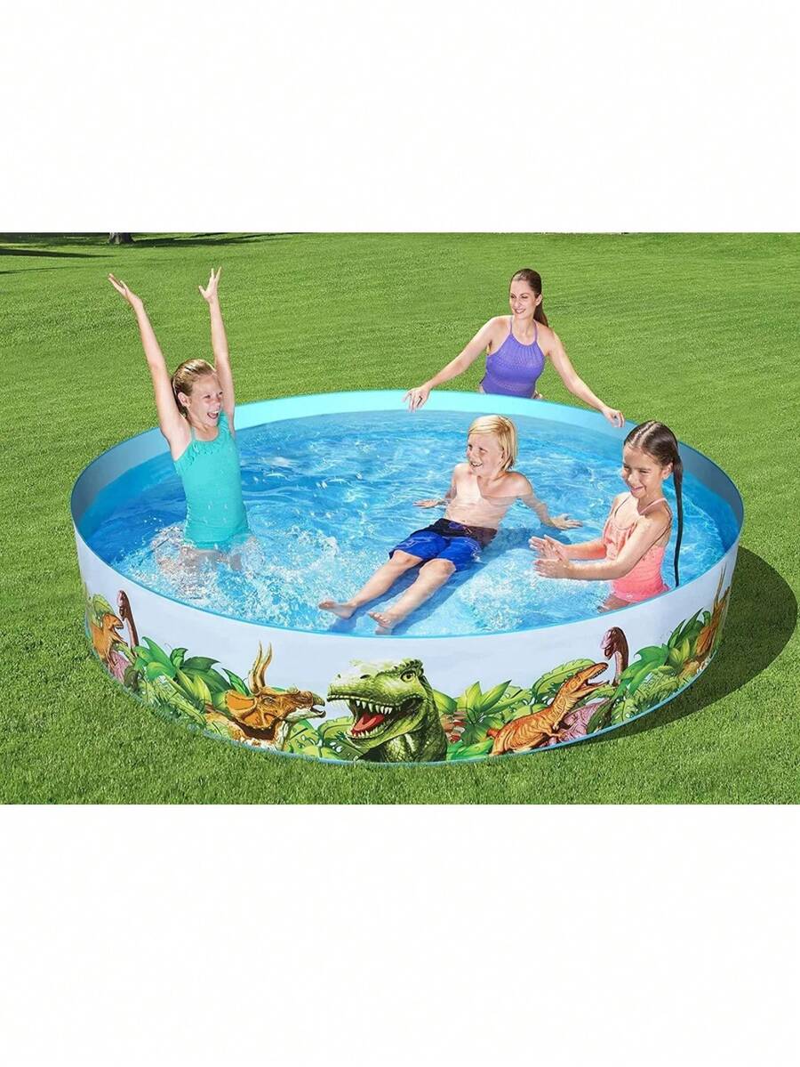 Alberca Circular Infantil Grande de Dinosaurios Verano Vacaciones - Azul - Ver 1