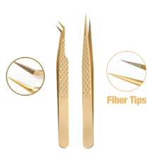 FADVAN 1/2Pcs Eyelash Tweezers Extension Black/Silver/Gold Stainless Steel Superhard Tweezers Straight And Bend Tweezer Eyebrow Volume Tweezers Set Makeup Tool High Precision Anti-Static Tweezers