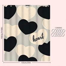 1/4 Stücke Herz-Themen Badezimmer Duschvorhang Set, Badematte, U-förmiger Toilettendeckel, wasserdichter Duschvorhang, moderne Badezimmer Dekoration, waschbar aus Polyester, ohne Bohren erforderlich Herbst Dekor Badezimmer Accessoires Rückkehr zur Schule