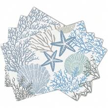 1pc, 4pcs, 6pcs, 8pcs Sea Star And Beach Themed Washable, Anti-Slip, Heat Resistant Ocean Shell Design Placemats - Multicolor - View 2