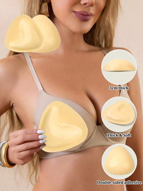 Adesivi reggiseno, cuscinetti in schiuma di silicone spessi per reggiseni sportivi, costumi da bagno, cuscinetti adesivi a forma di triangolo cuore per il seno grandi a forma di V invisibili
