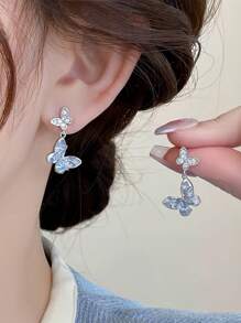 1/2/5/6pcs Set Unique Design Elegant Asymmetrical Quartz Butterfly & Faux Pearl Necklace, Bracelet, Earrings, Ring Jewelry Set, Best Gift For Girlfriend/Friends