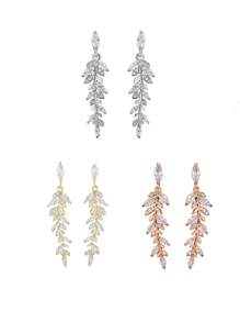 1 Par de Brincos Pendentes de Folha de Orelha de Trigo de Luxo com Cristal CZ para Mulheres e Meninas, Brincos de Gota de Cristal para Presente de Joia de Viagem, Uso Diário e Festa