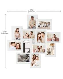 SONGMICS 12-Pack 4X6 Collage Picture Frames, Picture Frames Collage For Wall Decor, Black Photo Collage Frame, Multi Picture Frame Set With Glass Front, Assembly Required - trắng - Xem 5