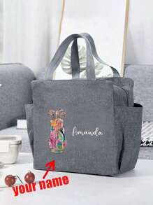 1pc Custom Name Portable Insulated Lunch Bag, Printed With Golf Clubs, Large Capacity Lunch Box Bag, Double Pocket Lunch Bag, Suitable For Students, Beginners And Office Workers, Large Capacity Student Meal Thick Aluminum Foil Portable Insulated Box,