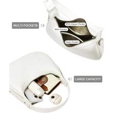 Bolso de hombro CHOLISS para mujer, de piel vegana con protección RFID, estilo media luna, tipo bolso de mano y bandolera, bolso de viaje con asa superior - Blanco - Ver 4