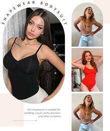 FeelinGirl Shapewear Bodysuit For Women Tummy Control Snatched Waist Body Suit Body Shaper Thong - 粉色 - 查看 2