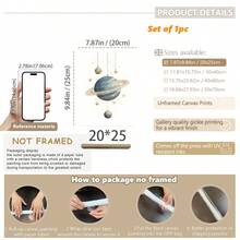 宇宙梦想家婴儿房三件套：1/3 太空冒险版画，配有漂浮的宇航员、土星环和复古火箭 - 独家婴儿星系墙饰套装。太空婴儿房装饰，宇航员婴儿墙饰，漂浮的星球版画，复古火箭婴儿房装饰， - 彩色 - 查看 23
