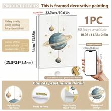宇宙梦想家婴儿房三件套：1/3 太空冒险版画，配有漂浮的宇航员、土星环和复古火箭 - 独家婴儿星系墙饰套装。太空婴儿房装饰，宇航员婴儿墙饰，漂浮的星球版画，复古火箭婴儿房装饰， - 彩色 - 查看 21