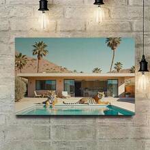 Framed Canvas Poster Fine Art Tigers By The Pool Print - Framed Fine Art Photography Print - Modern Palm Springs Home Luxury Wall Decor - Framed - View 5