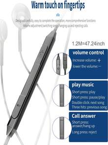 1 Pair/2 Pairs USB-C Wired Earphones, Type-C Nylon Braided In-Ear Headphones With Microphone And Volume Control, Stereo Bass Noise Cancelling, Compatible With Samsung Galaxy S25 S24 S23 FE S22 S21 A53 And Other Type-C Devices - Black - View 8