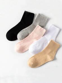 5 Pairs Loose Top Breathable Mid-Calf Socks For Women/Men, Comfortable Non-Binding Fit For Larger Ankles, Suitable For Outdoor Wear Christmas Gift - Multicolor - View 3