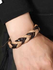 1pc Handmade Woven Paracord Bracelet, Camouflage Pattern, Fashionable Outdoor Wrist Band For Men & Women, Suitable For Daily Wear And Gift