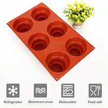 2个/1个6孔迷你三层蛋糕硅胶模具 多层纸杯蛋糕不粘圆形烘焙模具 适用于巧克力布丁慕斯蛋糕 - 彩色 - 查看 7